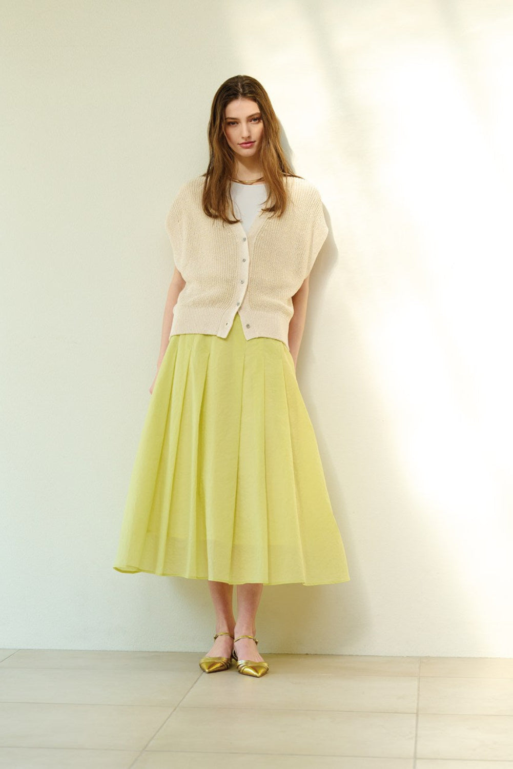 アバントリネンコットン　カーディガンベスト