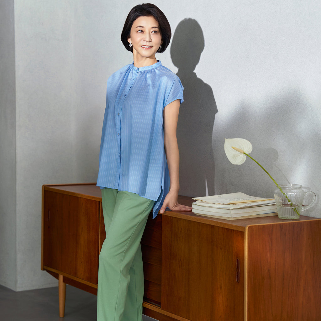 ストライプ　ブラウス